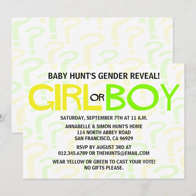Invitación Fiesta de Baby Shower de revelación de género amar (Anverso / Reverso)