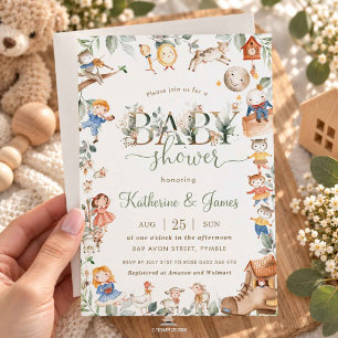 Invitación Fiesta de Baby Shower de Rimas Infantiles Chic con
