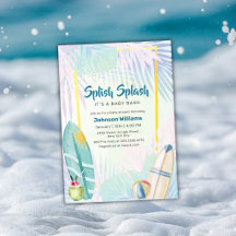 Fiesta de Baby Shower de Tabla de Surf Colorida Pl