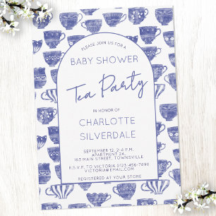 Invitación Fiesta de Baby Shower de Taza de Té Acuarela Vinta
