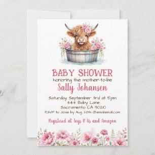 Invitación Fiesta de Baby Shower de Vaca de las Tierras Altas