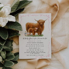 Invitación Fiesta de Baby Shower de Vaca Highland Encantadora