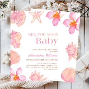 Invitación Fiesta de Baby Shower de Verano con Conchas de Mar