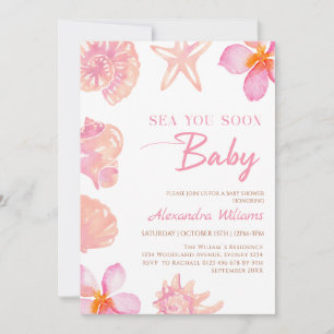 Invitación Fiesta de Baby Shower de Verano con Conchas de Mar