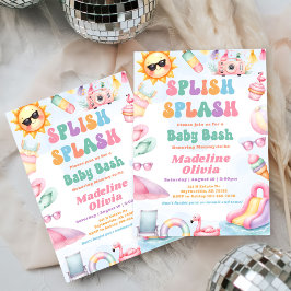 Invitación Fiesta de Baby Shower de verano Editable Splish Sp