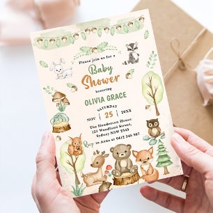 Invitación Fiesta de Baby Shower de Woodland Animals