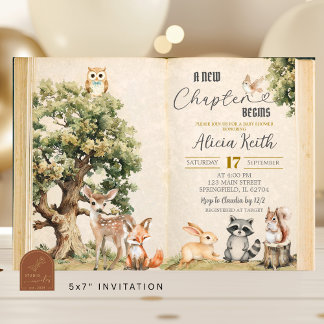 Invitación fiesta de baby shower del bosque de cuentos