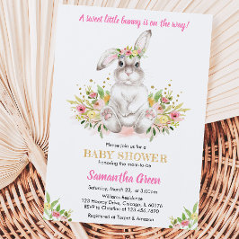 Invitación Fiesta de Baby Shower del Conejo Floral