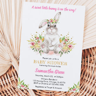 Invitación Fiesta de Baby Shower del Conejo Floral
