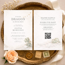 Invitación Fiesta de Baby Shower del Dragón Dulce Todo en Uno