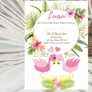 Invitación Fiesta de Baby Shower del Flamenco Tropical