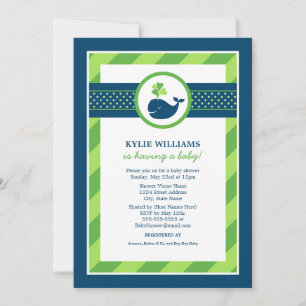 Invitación Fiesta de Baby Shower del Niño Ballena Verde Náuti