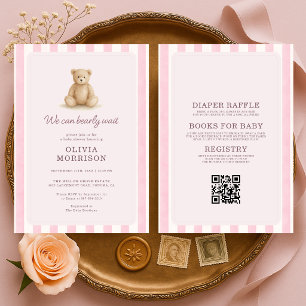Invitación Fiesta de Baby Shower del Osito de Peluche Rosa To