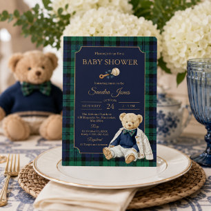 Invitación Fiesta de Baby Shower del Oso de Peluche Polo Eleg