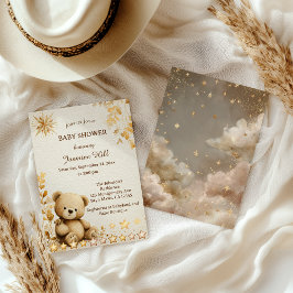 Invitación Fiesta de Baby Shower del Oso Teddy Rústico Estrel