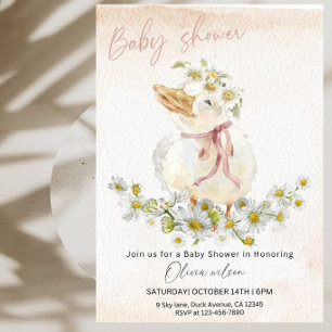 Invitación Fiesta de Baby Shower del Patito Blanco Dulce