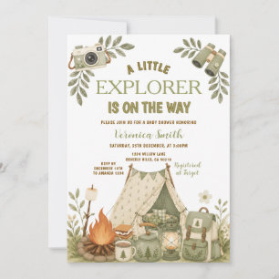 Invitación Fiesta de Baby Shower del pequeño explorador en ve