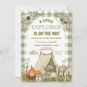 Invitación Fiesta de Baby Shower del pequeño explorador en ve