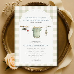 Invitación Fiesta de Baby Shower del Pequeño Pescador en Cuad