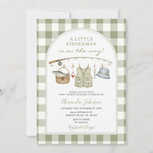 Invitación Fiesta de Baby Shower del Pequeño Pescador en Sage