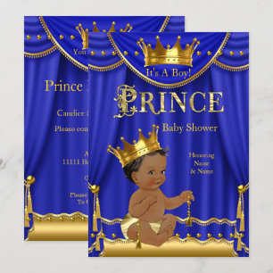 Invitación Fiesta de Baby Shower del Príncipe Bebé Corona Azu