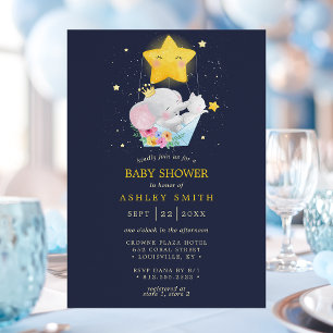 Invitación Fiesta de Baby Shower del Príncipe Elefante con Ni