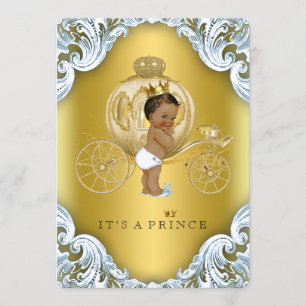 Invitación Fiesta de Baby Shower del Príncipe Étnico en Azul