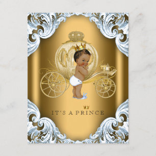 Invitación Fiesta de Baby Shower del Príncipe Étnico en Azul 