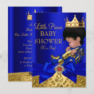 Invitación Fiesta de Baby Shower del Príncipe Niño Azul Real