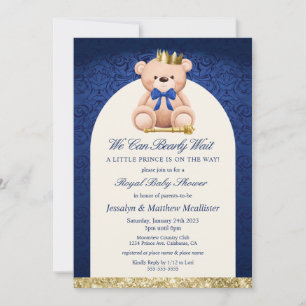 Invitación Fiesta de Baby Shower del Príncipe Oso de Peluche 