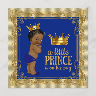 Invitación Fiesta de Baby Shower del Príncipe Real Étnico Azu