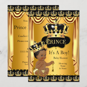 Invitación Fiesta de Baby Shower del Príncipe Real Niño Étnic