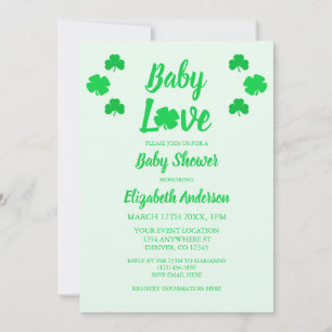 Invitación Fiesta de Baby Shower del Trébol de Amor de Bebé