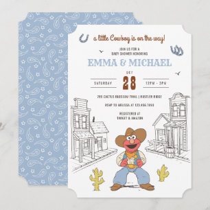 Invitación Fiesta de Baby Shower del Vaquero de Elmo en Sesam