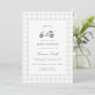 Invitación Fiesta de Baby Shower en Carrito de Golf de Cuadro