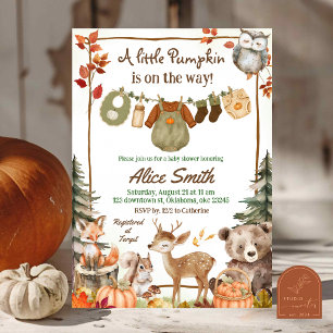 Invitación Fiesta de Baby Shower en el Bosque de Calabazas