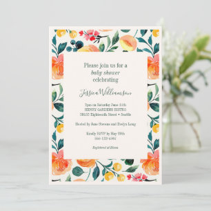 Invitación Fiesta de Baby Shower Floral Acuarela Primavera Me