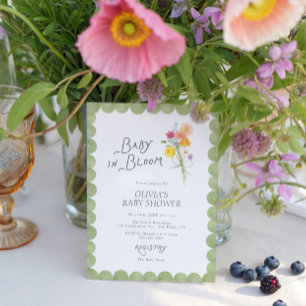 Invitación Fiesta de Baby Shower Floral Baby en Flor