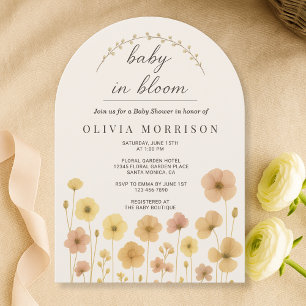 Invitación Fiesta de Baby Shower Floral Boho Baby In Bloom 