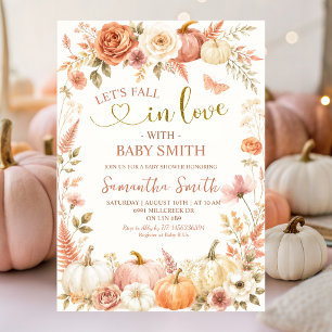 Invitación Fiesta de Baby Shower Floral Boho Calabaza Enamóra