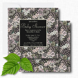 Invitación Fiesta de Baby Shower Floral Botánico Rosa Antiguo