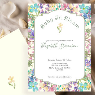 Invitación Fiesta de Baby Shower Floral Colorido Bebé en Flor