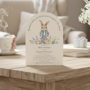 Invitación Fiesta de Baby Shower Floral de Conejo Acuarela Hi
