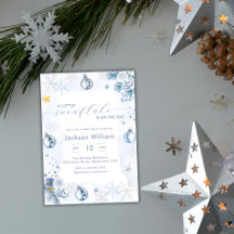 Fiesta de Baby Shower Floral de Copo de Nieve Azul