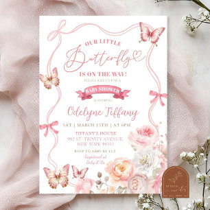 Invitación Fiesta de Baby Shower Floral Mariposa Flor de Prim