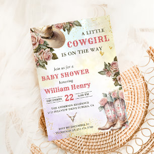 Invitación Fiesta de Baby Shower floral occidental