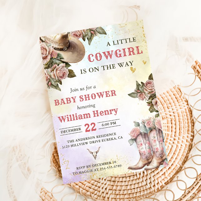 Invitación Fiesta de Baby Shower floral occidental (Subido por el creador)