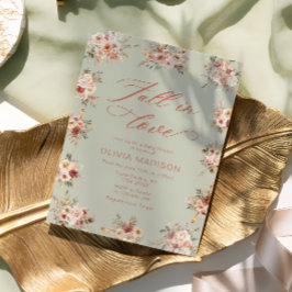 Invitación Fiesta de Baby Shower Floral Verde Enamorarse