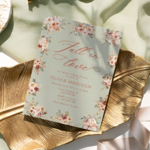 Invitación Fiesta de Baby Shower Floral Verde Enamorarse