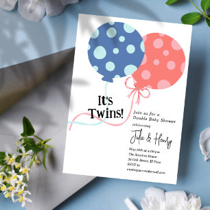 Invitación Fiesta de Baby Shower gemelos